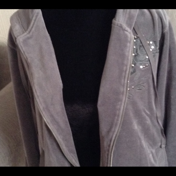 Grey Velour Bling Hoodie & Pant Set - Picture 3 of 6